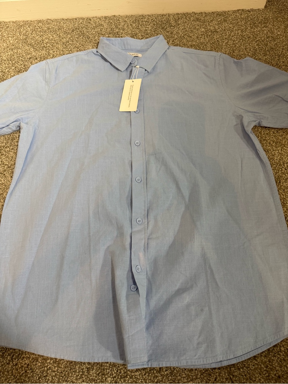 Men's Light Blue Dress Shirt with Point Collar